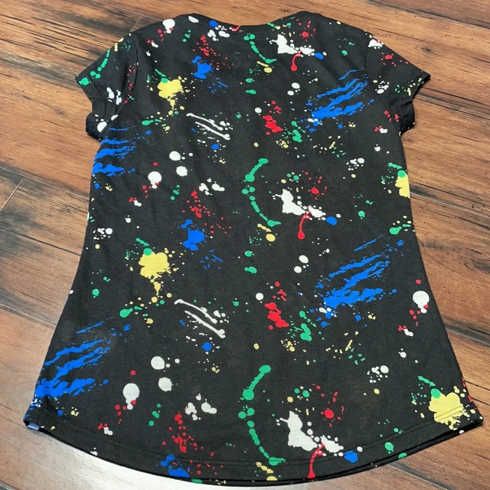 Justice T-shirt‎ black with paint splattered design size 7